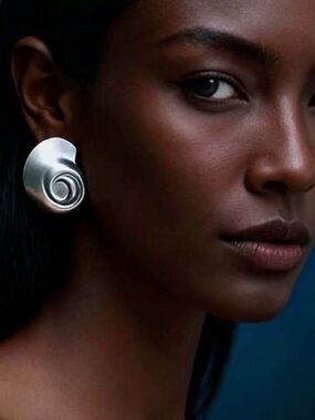 Modern Silver Spiral Clip-On Earrings - Women Jewelry